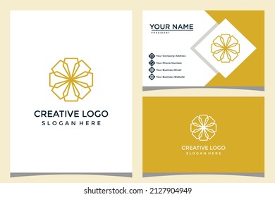 flower and diamond design logo template with business card design