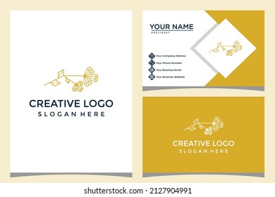 plantilla de logotipo de diseño de flores y diamantes con diseño de tarjeta de visita
