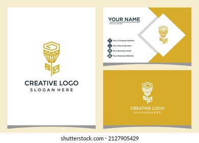 flower and diamond design logo template with business card design