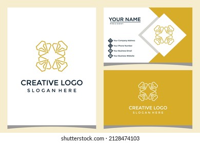 Logo-Vorlage für Blumen und Diamanten mit Visitenkartendesign