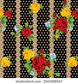 Flower with Digital Fabric Design on black