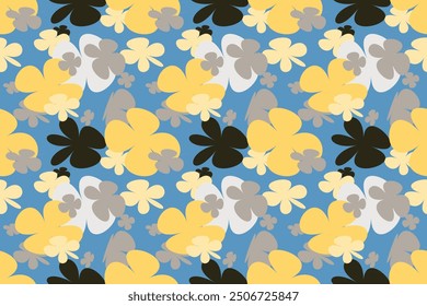Flower Digital Printed Pattern Vintage 70s Style Flower Background Illustration. Colorful Pastel Color Groovy Artwork Bundle, Y2k Nature Backgrounds With Spring Plants.