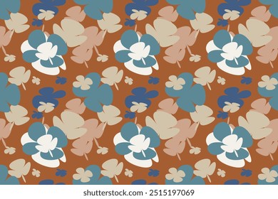 Flower Digital Printed Pattern Vintage 70s Style Flower Background Illustration. Colorful Pastel Color Groovy Artwork Bundle, Y2k Nature Backgrounds With Spring Plants.