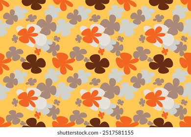 Flower Digital Printed Pattern Vintage 70s Style Flower Background Illustration. Colorful Pastel Color Groovy Artwork Bundle, Y2k Nature Backgrounds With Spring Plants.