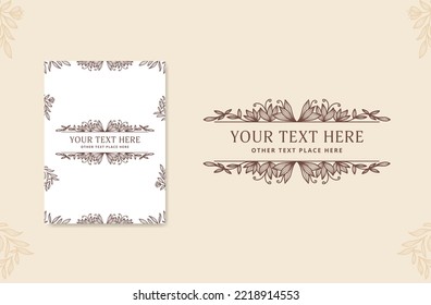 flower divider decoration element for wedding invitation, cover book, poster, or background. rustic divider border frame flower floral leaf decoration