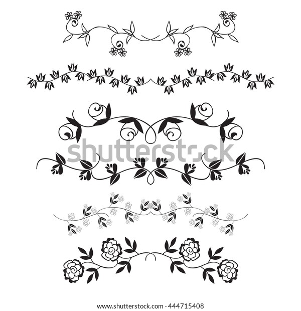 Flower dividing line, Hand drawn flower line
border, vector
illustration