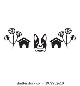 Flower dog house icon vector design illustration