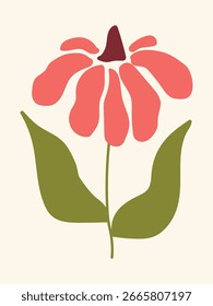 Flower doodle background art vector. Botanical and leaves abstract shape doodle art design for print, wallpaper, clipart, wall art for home decoration. 