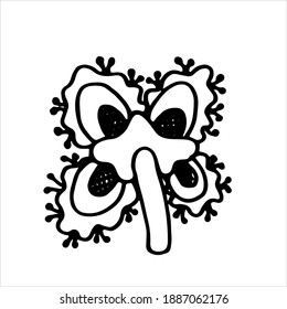 Flower. Doodle. Black and white image. Minimalism. Vector graphics. Isolated on white background. Coloring book. 