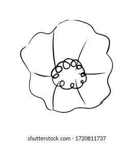 Flower doodle, cartoon, hand draw, isolated on a white background for packaging design, print on fabric, card, postcard, notebook, notepad, wallpaper. Bio, organic, natural. For cosmetics. Vector.