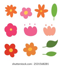 Flower doodle cartoon hand drawn with colorful for element and illustration