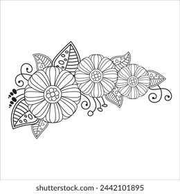 Flower Doodle Coloring Book Pages for Children and Adults