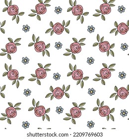 Flower doodle design seamless pattern for textile, scraboking or wallpapers. Rose vintage floral pattern pastel colors 