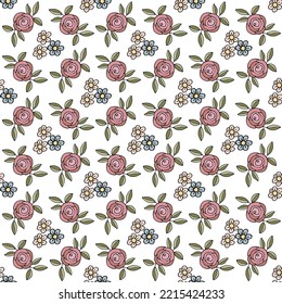 Flower doodle design seamless pattern for textile, scraboking or wallpapers. Rose vintage floral pattern pastel colors 