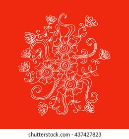 Flower doodle drawing freehand vector