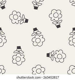 flower doodle drawing seamless pattern background