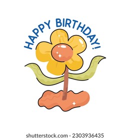 Flower doodle filled vector outline Sticker. EPS 10 file