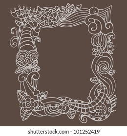 flower doodle frame vector