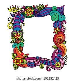 flower doodle frame vector
