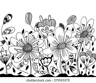 Flower doodle free hand drawing creative sketch vector