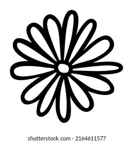 Flower doodle hand drawn with black line isolated on white background
