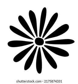 Doodle de flores dibujado a mano con línea negra aislada en fondo blanco. Elemento de diseño gráfico para la invitación a la boda, tarjeta de cumpleaños, ducha de bebé, Día de San Valentín, reserva de recortes. Ilustración del vector