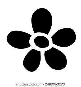 Mano de garabato de la flor dibujada con la línea negra aislada sobre fondo blanco