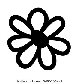Flower doodle hand drawn with black line isolated on white background