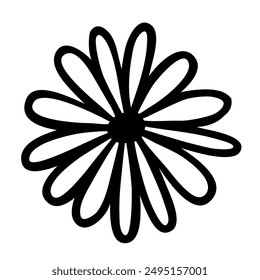 Flower doodle hand drawn with black line isolated on white background