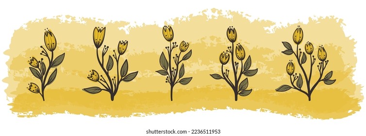 Flower Doodle Hand Drawn Vector Illustration Set 02