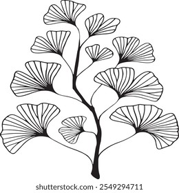 flower doodle icon. Back line isolated on white. One line contour floral drawing. Vector illustration