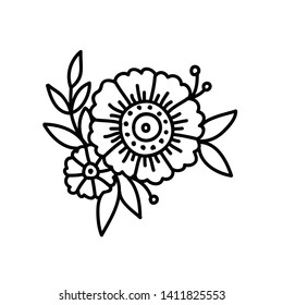 flower doodle icon, traditional tattoo illustration