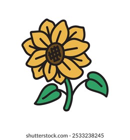 Flower Doodle Illustration - Sunflower