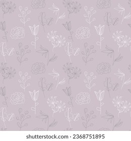 flower doodle line pattern background  for  textile, fabric, wallpaper 	
 - Shutterstock ID 2368751895