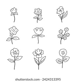 Flower doodle line vector illustration