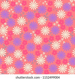 Flower doodle  seamless pattern. The drawing for textiles, wrappings, the press, papers and fabrics. Vector illustration
