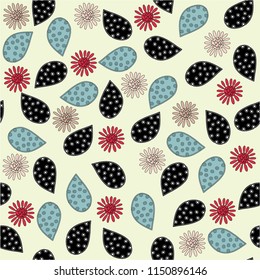 Flower doodle  seamless sample. The drawing for textiles, wrappings, the press, papers and fabrics. Vector illustration