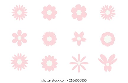 flower doodle set isolated on white background