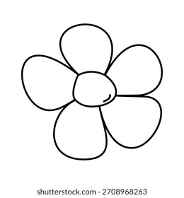 Flower in doodle style. Hand drawn graphic illustration isolated on a white background. Template for cards, logotype, simple decorations, flat cute designs. Scribble style flower icon.