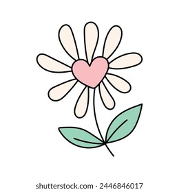 Flower in doodle style. Vector illustration isolated on white background