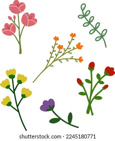 flower doodle vector, cute and colorful