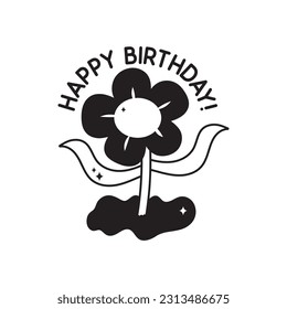 Flower doodle vector outline Sticker. EPS 10 file