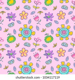 flower doodle vector seamless patern