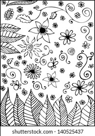 flower doodle white black wildflowers daisy sketch scribble sunflower cartoons vegetation pile flower doodle white black wildflowers daisy sketch scribble sunflower pink vine earth ornament machine st