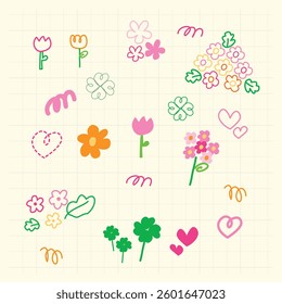Flower doodles handrawn lineart simple