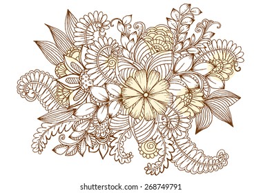 Flower doodles. Spring floral pattern