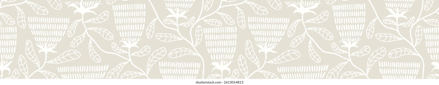 Flower dot art seamless pattern. floral hand drawn vector background.