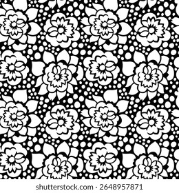 Flower and Dot Design Pattern, background, texture, fabric.