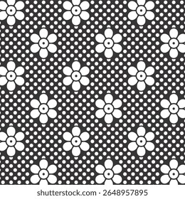 Flower and Dot Design Pattern, background, texture, fabric.