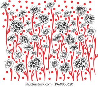 flower and dot  design pattern for fabric print, texture, background, tile use